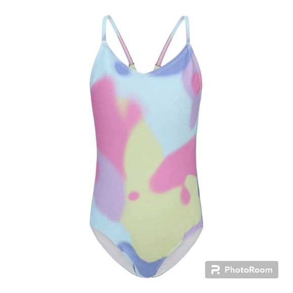 Girl's Watercolor One Piece Swimsuit Summer Swimwear Colorfull Size 15/16 - Picture 1 of 10